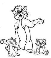 coloriage aristochat pere et chatons